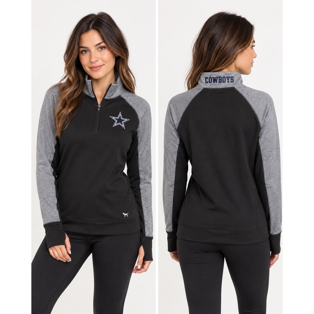 Victoria's Secret PINK Dallas Cowboys NFL Quarter Zip Pullover Women's L 2015